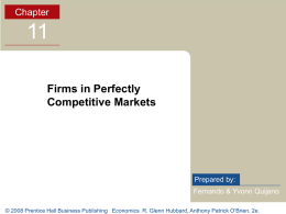 Chapter 11: Firms in Perfectly Competitive Markets