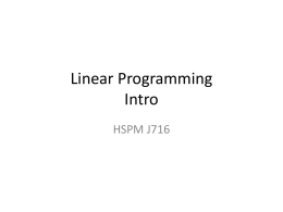 Linear Programming Intro