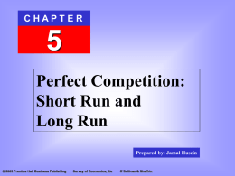 Perfect Competition: Short Run and Long Run