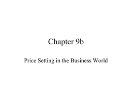 Chapter 9B, Pricing problems