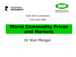 World commodity prices and markets