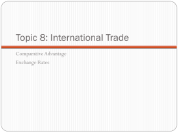 Topic 8: International Trade