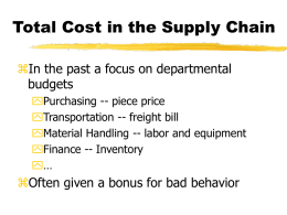 Total Cost in the Supply Chain
