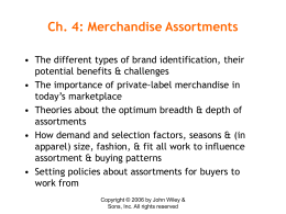 Ch. 4: Merchandise Assortments