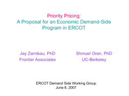 Priority Pricing-A Proposal for an Economic Demand