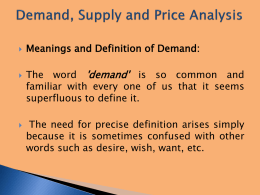 Demand, Supply and Price Analysis