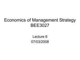 Economics of Management Strategy BEE3027