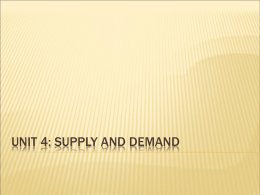 Unit 4: Supply and Demand