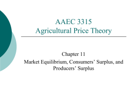 Market Equilibrium, Consumers` Surplus, and producers