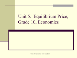 Unit 5. Equilibrium Prices
