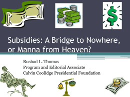 Subsidies: A Bridge to Nowhere, or Manna from Heaven?