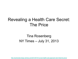 Revealing a Health Care Secret: The Price