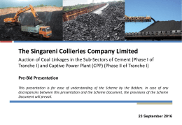 Specified End Use Plant - The Singareni Collieries Company Limited