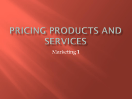 Pricing Products and Services