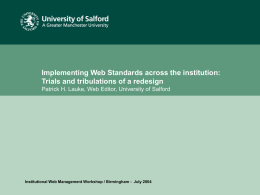 Implementing Web Standards across the institution: trials and