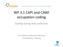 WP 3.1 CAPI and CAWI occupation coding, Eric Balster