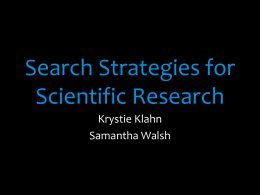 Search Strategies for scientific research