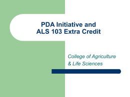 PDA Initiative and ALS 103 Extra Credit