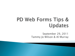 PD Web Forms Tips & Updates
