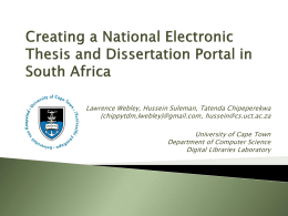 Creating a National Electronic Thesis and Dissertation
