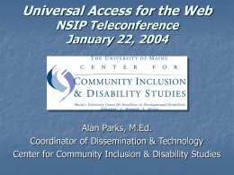 Universal Access for the Web DIS 450 February 11, 2003