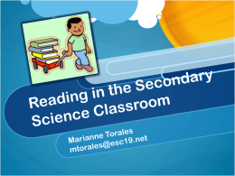 Reading in the Secondary Science Classrooom