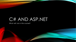 C# and ASP.net - East Tennessee State University
