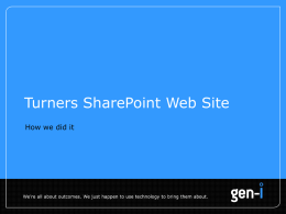 SPUG November - Turners SharePoint Web Site