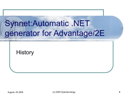 Synnet:Automatic .NET generator for Advantage/2E