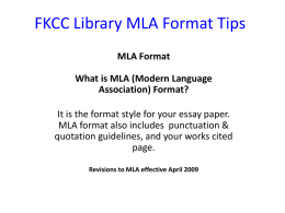 FKCC Library MLA Format Tips