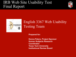 IRB Web Site Usability Test Final Report