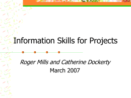 Information Skills for Projects