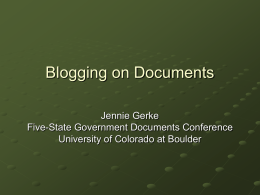 Blogging on Documents - CU Boulder Libraries