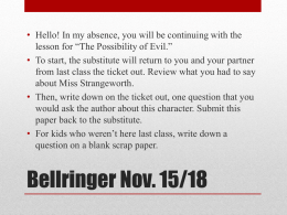 Bellringer Nov. 15/18