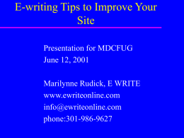Writing for the Web - MD ColdFusion User's Group
