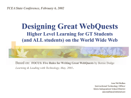 Designing WebQuests - Klein Independent School District