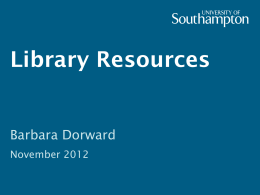 Library Resources - University of Southampton