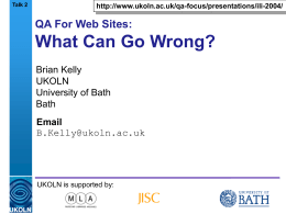 QA For Web Sites: Talk 2: What Can Go Wrong?