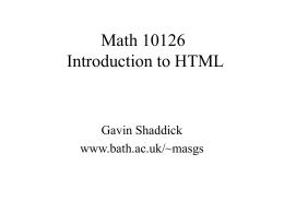 Math 0126 Introduction to HTML