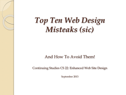 Top Ten Misteaks in Web Design