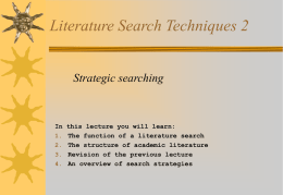 4 Literature search techniques 2 Strategic searching
