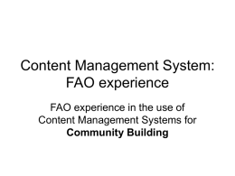 Content Management System: FAO experience in the use of Content