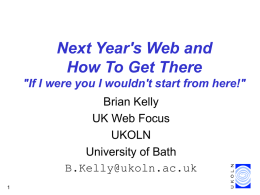 Next Year`s Web and How To Get There