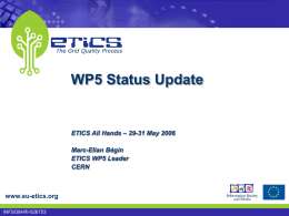 WP5 Status Update ETICS All Hands – 29-31 May - Indico