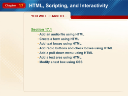 Chapter 17 HTML, Scripting, and Interactivity