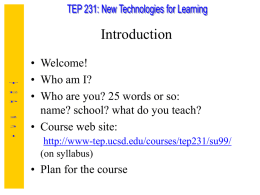TEP 231: New Technologies for Learning