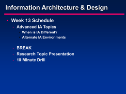 Advanced Information Architecture Topics