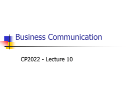 Lecture 10 - Business communication