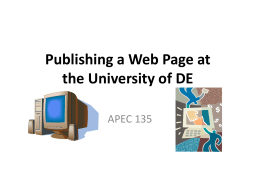 PublishingaWebPageat.. - University of Delaware