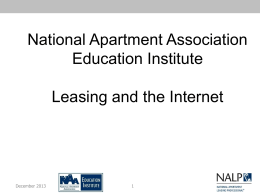 Leasing and the Internet - National Apartment Association